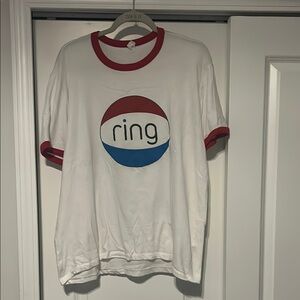 White and Red Ringer T-Shirt with Logo